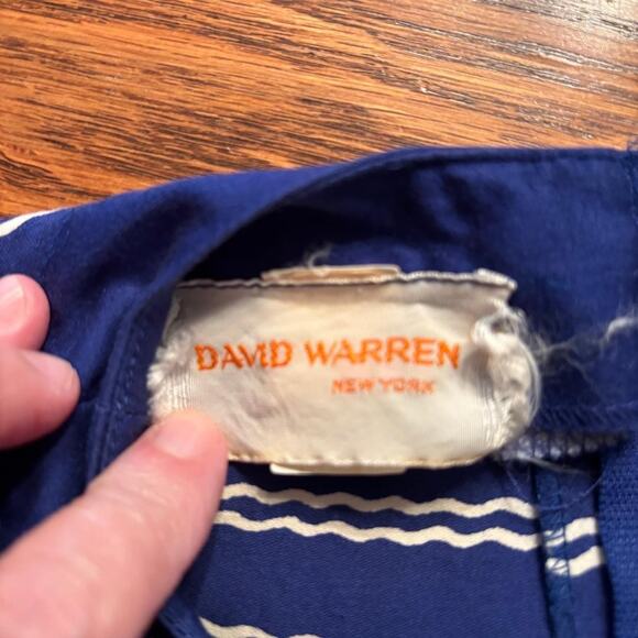 Vintage David Warren Midi Dress Blue with white stripes Sz 12 ILGWU Made in USA - Picture 3 of 8